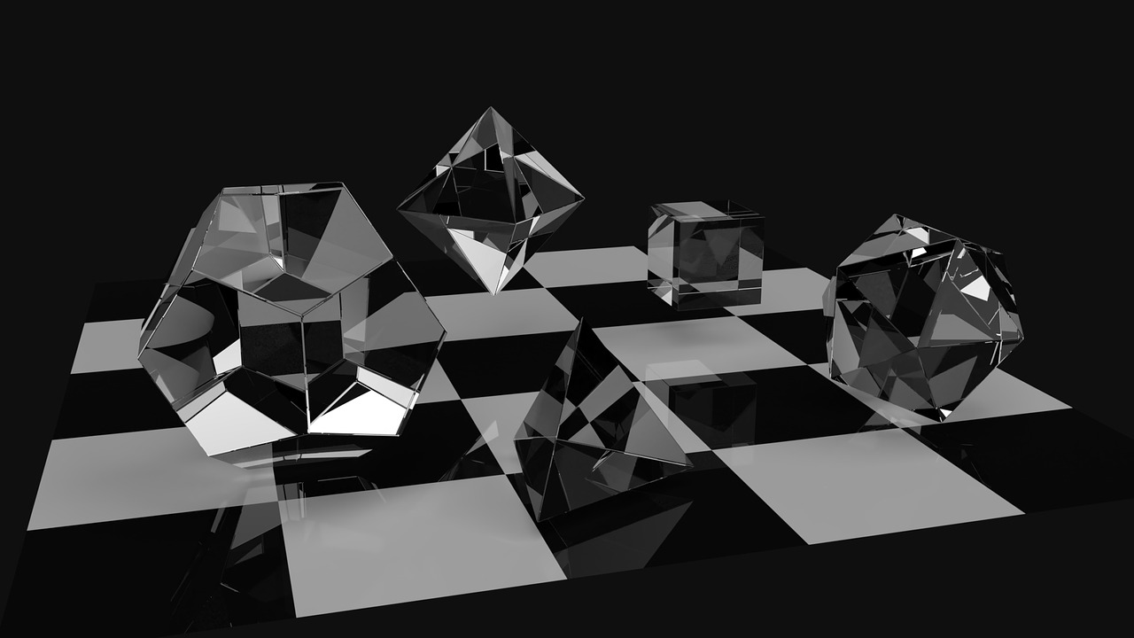 Platonic solids on a checkered surface - Star Magic Healing