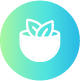 Abstract icon with leaves and bowl.